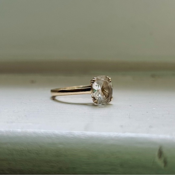 Lab-created 1.5 Carat White Sapphire YG Ring - Picture 7 of 7